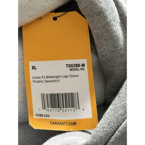 Carhartt Men's Midweight Signature Sleeve Logo Sweatshirt Hooded Loose Fit XL - Picture 6 of 7